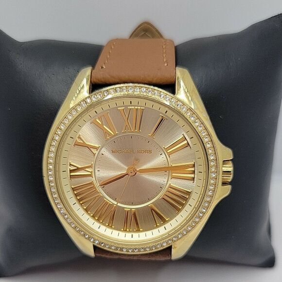 MICHAEL KORS MK2394 Women's Brown Leather Analog Dial Quartz Wrist Watch AM519 - Picture 2 of 11